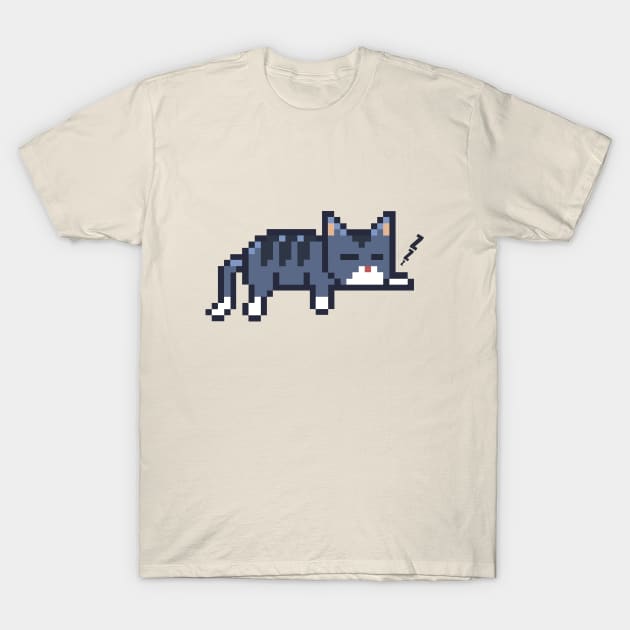 Pixel Art Cute Cat Sleeping T-Shirt by Robiart